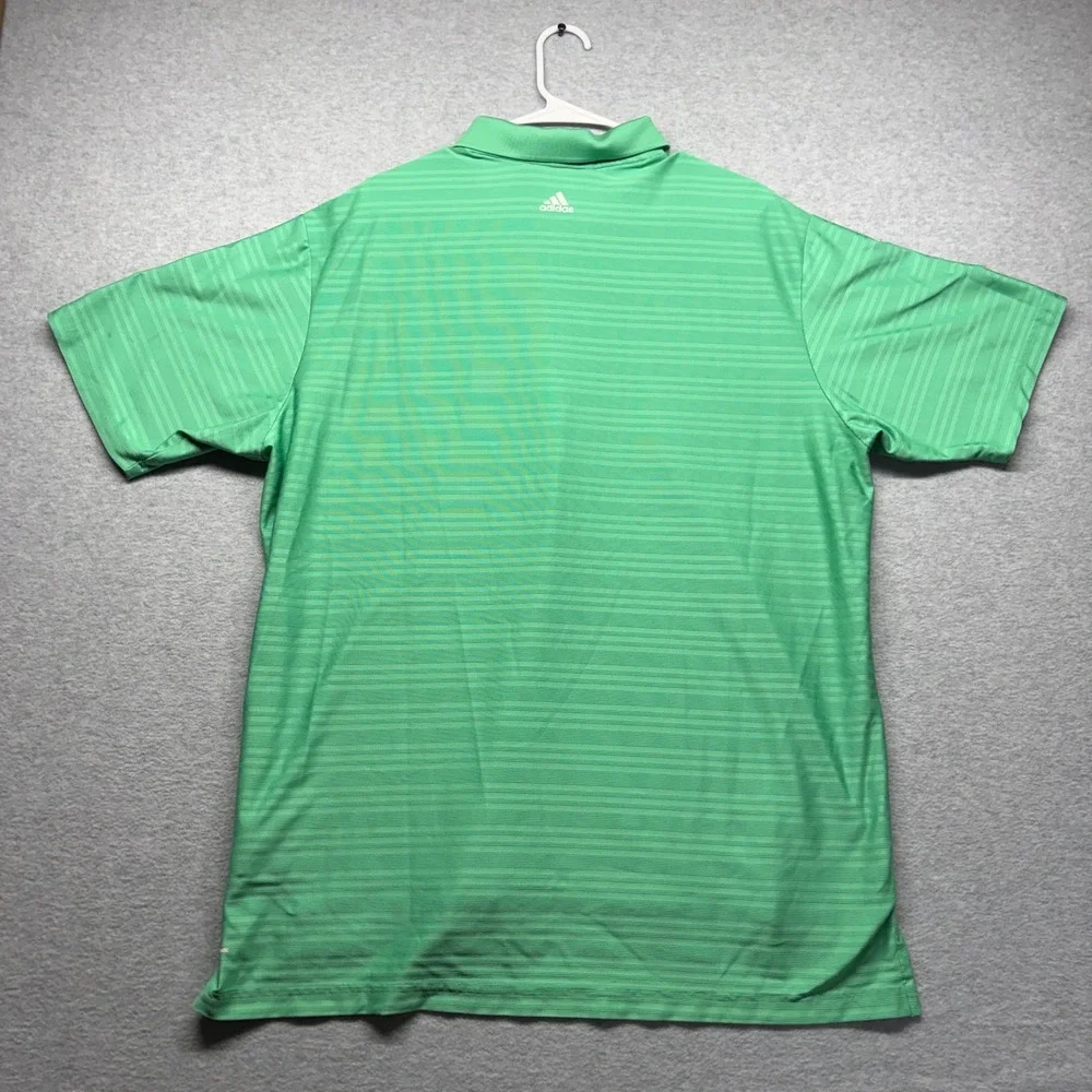 Adidas ClimaCool Mens Golf Polo‎ Shirt XL Green Striped Short Sleeve Performance